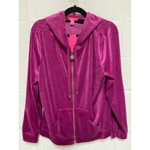 Lilly Pulitzer Larina Velour Zip Hoodie Raspberry/Hot Pink Fits XL- XXL. NWT.